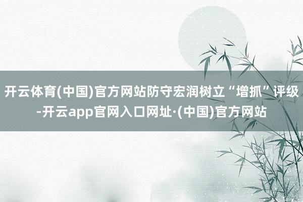 开云体育(中国)官方网站防守宏润树立“增抓”评级-开云app官网入口网址·(中国)官方网站